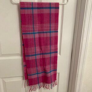 HIGHLAND Tartan Tweeds 100% Pure New Wool Pink/Blue Scarf